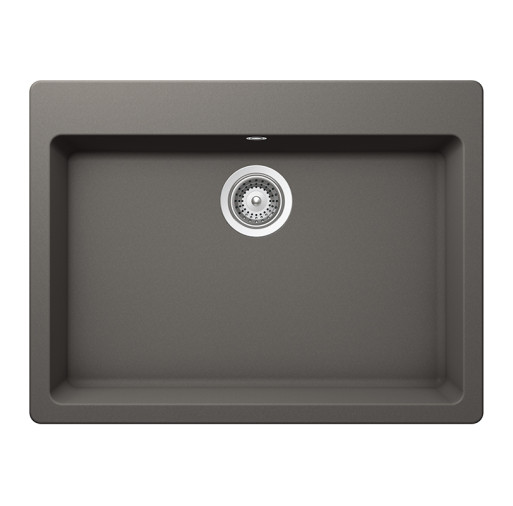GAXN100LSILV Chiuveta bucatarie Schock Galaxy N-100L Cristadur Silverstone 700 x 530 mm, compozit granit, montare pe blat, gri inchis -  SCHOCK GAXN100LSILV imagine