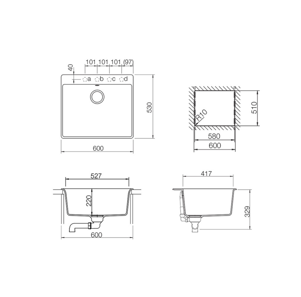 GAXN100MAGN Chiuveta bucatarie Schock Galaxy N-100 Cristadur Magnolia 600 x 530 mm, granit, montare pe blat, alb cremos -  SCHOCK GAXN100MAGN imagine 1
