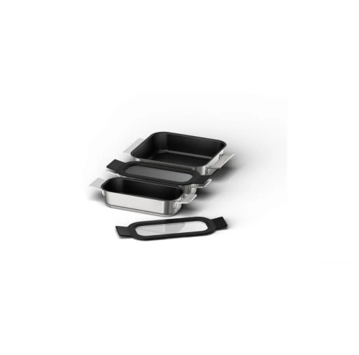 HEZ9FF030 Set 3 tăvi cu mânere BOSCH Pro Induction Flex Pan . Din oțel inoxidabil, 3 straturi antiadezive, Până la 220°C, G3.4kg, Pentru inducție - BOSCH HEZ9FF030 imagine
