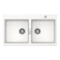 HONN200POLASA Chiuveta bucatarie Schock Horizont N-200 Cristadur Polaris 860 x 500 mm cu sifon automat, compozit granit, montare pe blat, alb polar HONN200POLASA imagine 28045