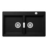 HONN200PUROSA Chiuveta bucatarie Schock Horizont N-200 Cristadur Puro 860 x 500 mm cu sifon automat, compozit granit, montare pe blat, negru intens HONN200PUROSA imagine 28042