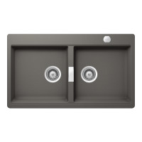 HONN200SILVSA Chiuveta bucatarie Schock Horizont N-200 Cristadur Silverstone 860 x 500 mm cu sifon automat, granit, montare pe blat, gri inchis HONN200SILVSA imagine 28044