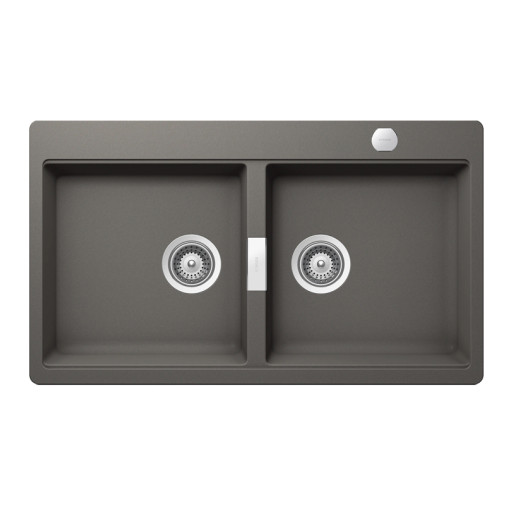 HONN200SILVSA Chiuveta bucatarie Schock Horizont N-200 Cristadur Silverstone 860 x 500 mm cu sifon automat, granit, montare pe blat, gri inchis -  SCHOCK HONN200SILVSA imagine
