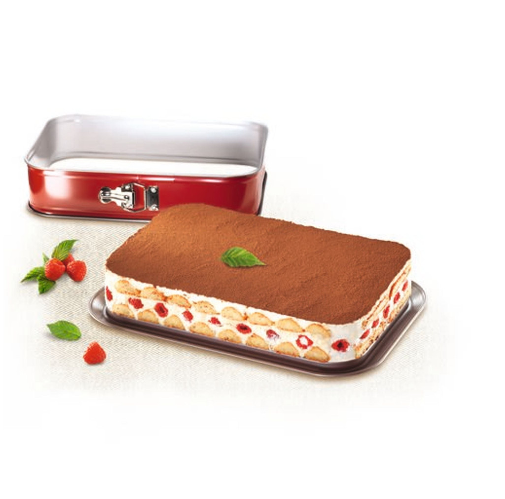Formă de copt DeliBake J1640574, antiaderentă, margine detașabilă, 36 x 24 cm, oțel carbon, roșu -  Tefal J1640574 imagine 1