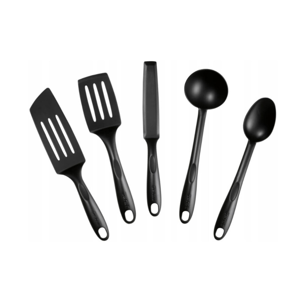 Set de 5 piese Tefal Bienvenue K001A504, rezistent la temperaturi înalte, nylon cu 15% fibră de sticlă, negru -  Tefal K001A504 imagine 1