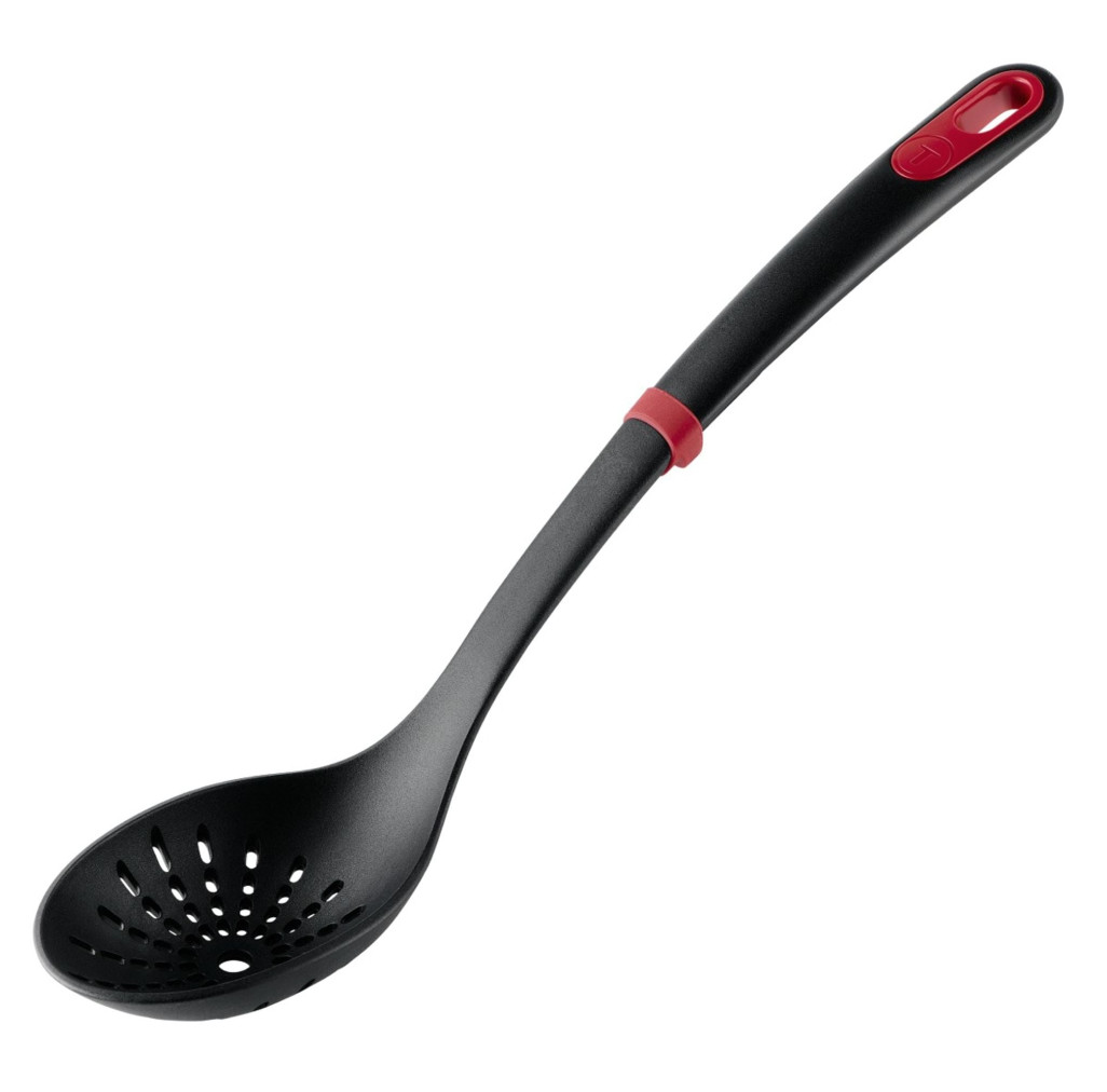 Lingura pentru strecurat Tefal Ingenio K1980634, rezistenta la temperaturi inalte, compatibilitate cu masina de spalat vase, plastic, negru & rosu -  Tefal K1980634 imagine 1