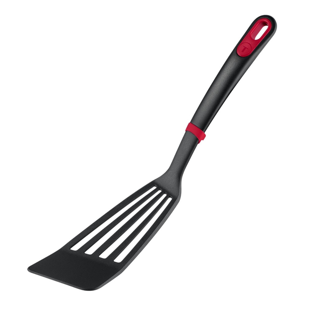 Spatula cu fante Tefal Ingenio+ K1984734, rezistenta la temperaturi inalte, compatibilitate cu masina de spalat vase, plastic, negru & rosu -  Tefal K1984734 imagine 1