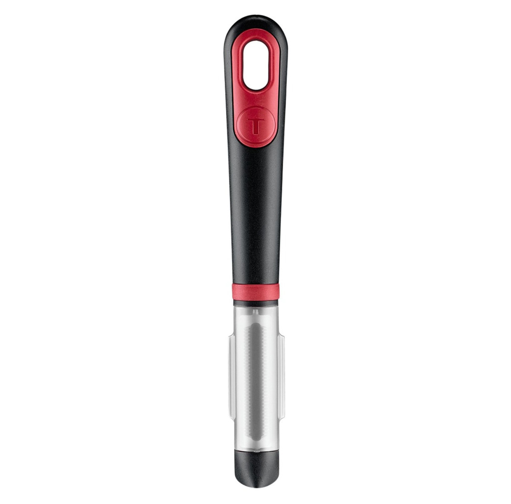 Accesoriu pentru decojit legume si fructe Tefal Ingenio K1994034, lama zimtata, inox, capac de protectie, negru & rosu -  Tefal K1994034 imagine 1