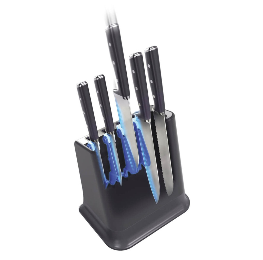 Set de 5 cuțite & suport Tefal EverSharp Pro K297S644, inox german, mâner ergonomic, sistem de ascuțire integrat, negru & argintiu -  Tefal K297S644 imagine 1
