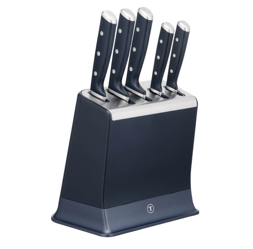 Set de 5 cuțite & suport Tefal EverSharp Pro K297S644, inox german, mâner ergonomic, sistem de ascuțire integrat, negru & argintiu -  Tefal K297S644 imagine