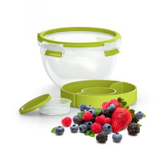 Caserolă MasterSeal to Go pentru salată K3100112, plastic, capac cu închidere etanş, 1l, transparent și verde K3100112 imagine 27326