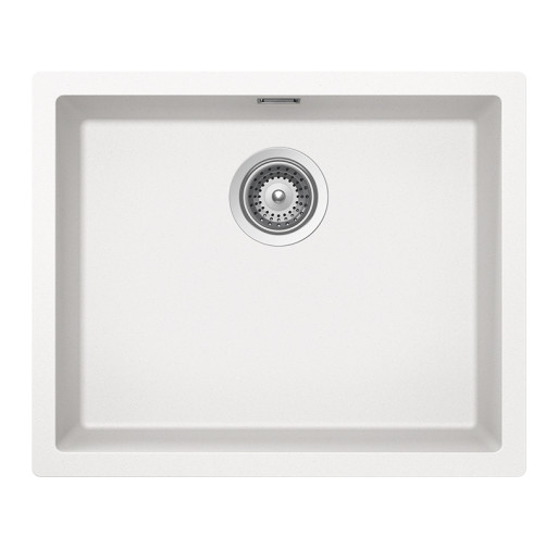 KAIN100LPOLA Chiuveta bucatarie Schock Kaia N-100L Cristadur Polaris, granit compozit, alb polar, 556 x 456 mm, montare pe/sub/la nivelul blatului -  SCHOCK KAIN100LPOLA imagine