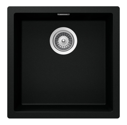 KAIN100PURO Chiuveta bucatarie Schock Kaia N-100 Cristadur Puro, granit compozit, negru intens, 456 x 456 mm, montare pe/sub/la nivelul blatului -  SCHOCK KAIN100PURO imagine