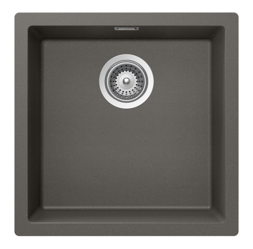 KAIN100SILV Chiuveta bucatarie Schock Kaia N-100 Cristadur Silverstone, granit compozit, gri inchis, 456 x 456 mm, montare pe/sub/la nivelul blatului -  SCHOCK KAIN100SILV imagine