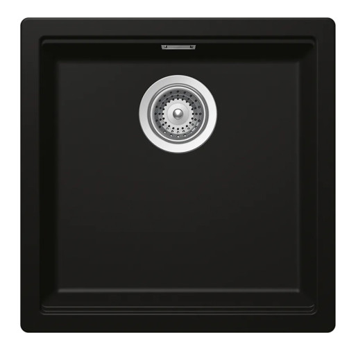 KIRN100NIGH Chiuveta bucatarie Schock Kiruna N-100 Cristadur Green Line Night 456 x 456 mm, compozit granit, montare pe/sub blat, negru profund -  SCHOCK KIRN100NIGH imagine