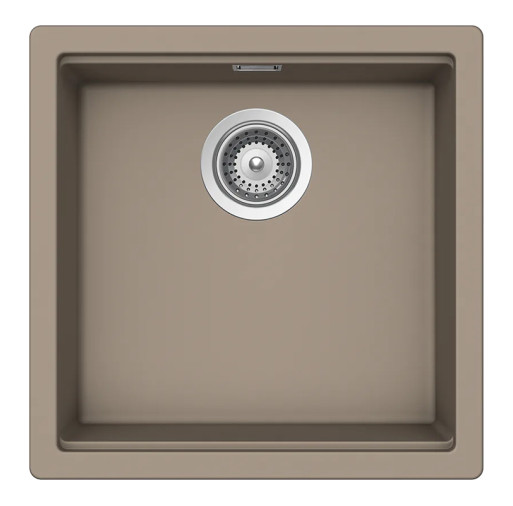 KIRN100TWIL Chiuveta bucatarie Schock Kiruna N-100 Cristadur Green Line Twilight 456 x 456 mm, compozit granit, montare pe/sub blat, gri taupe -  SCHOCK KIRN100TWIL imagine