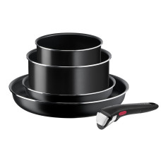 Set de 5 piese Ingenio Easy Cook & Clean L1539543, înveliș antiaderent 100% sigur, Thermo-Signal™, bază Diffusion+, mâner detașabil, aluminiu, negru L1539543 imagine 27145