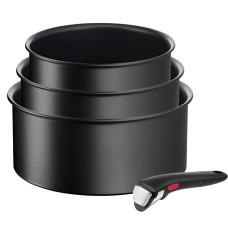 Set de 4 piese Tefal Ingenio Eco Resist L3979202, cratiță de 16/18/20 cm, mâner detașabil, indicator Thermo-Signal, compatibil cu inducția, înveliș antiaderent, negru L3979202 imagine 27135