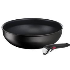 Set de 2 piese Tefal Ingenio Eco Resist L3979302, tigaie wok 26 cm, mâner detașabil, indicator Thermo Signal, înveliș antiaderent Titanium Anti-Scratch, compatibil cu inducția, negru L3979302  imagine 27134