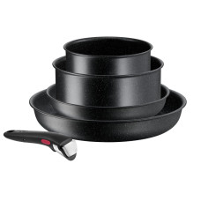 Set de 5 piese Tefal Ingenio Black Stone L3998953, tigaie 22/28 cm, cratita 16/20 cm, maner detasabil, invelis antiaderent Mineralia+, indicator Thermo-Signal™, inductie, negru L3998953 imagine 27152
