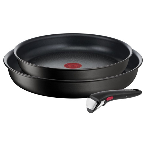 Set 3 piese (tigaie 24/28 + maner) Ingenio Unlimited Tefal L7638942, aluminiu, negru -  Tefal L7638942 imagine