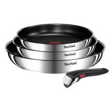 Set 4 piese Tefal Ingenio Emotion L897S455, tigaie de 22/24/28 cm, mâner detașabil, înveliș antiaderent, Thermo-Signal, inducție, argintiu L897S455 imagine 27131
