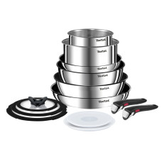 Set 13 piese Tefal Ingenio Emotion L897SD74, oala 16 / 20 cm, tigaie 22 / 24 / 28 cm, wok 26 cm, 2 manere detasabile, capace sticla 16 / 20 / 24 cm, capace ermetice 16 / 20 cm, invelis antiaderent, in L897SD74 imagine 27124