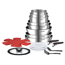 Set 20 piese Tefal Ingenio Emotion L897SJ04, oala 16 / 18 / 20 cm, cratita 24 cm, tigaie 22 / 26 / 28 cm, wok 26 cm, 2 manere detașabile, 2 spatule, 3 capace ermetice 16 / 18 / 20 cm, capac sticla 24 L897SJ04 imagine 27123