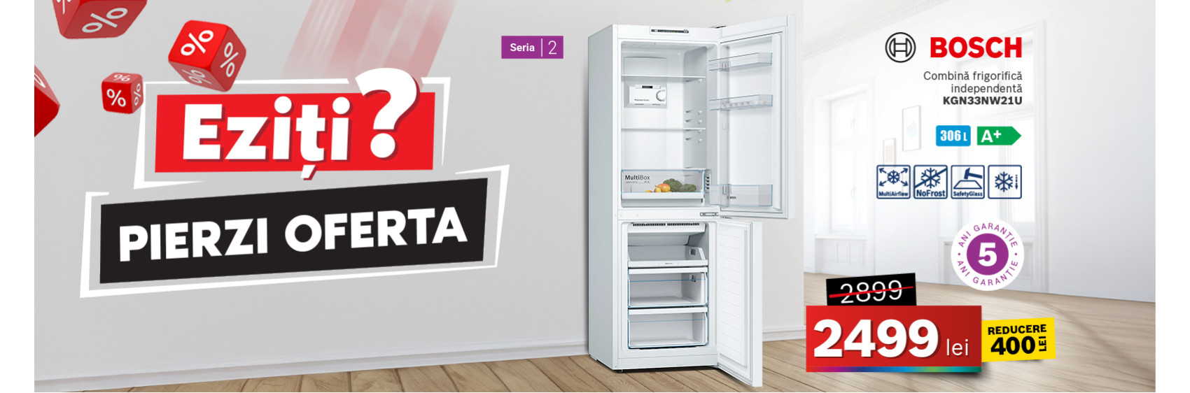 Combina frigorifica Bosch KGN33NW21U