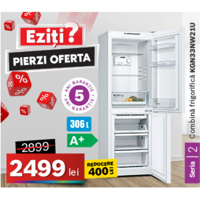 Combina frigorifica Bosch KGN33NW21U