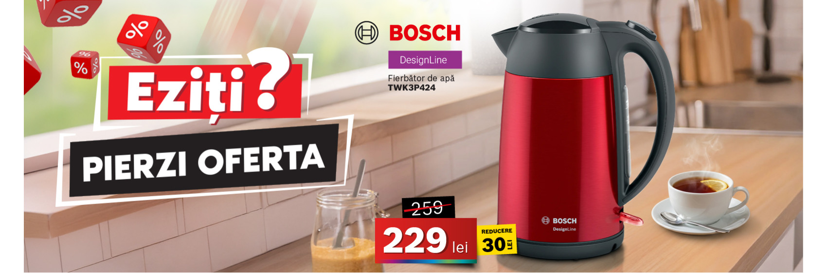 Fierbător electric Bosch TWK3P424 DesignLine