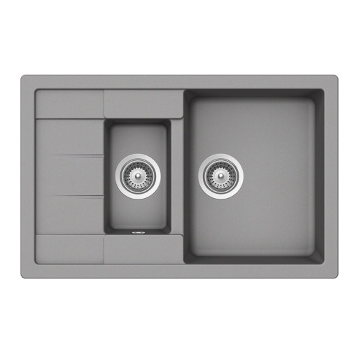 Chiuvetă bucătărie Schock Manhattan D-150S Cristalite Croma 780 x 500 mm, compozit granit, reversibilă, montare pe blat, gri MAND150SCROM MAND150SCROM imagine