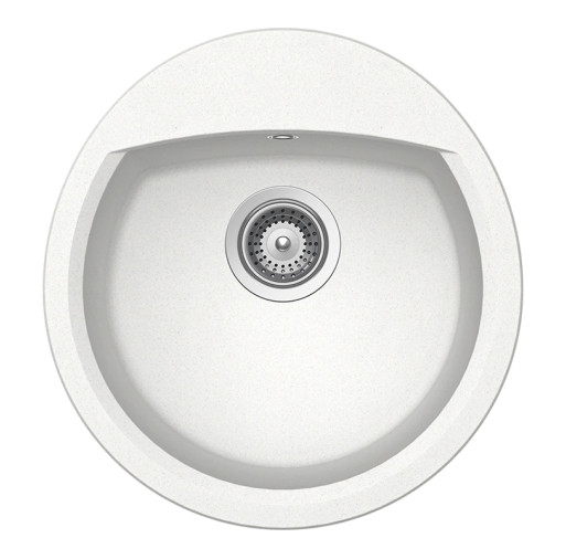 Chiuvetă bucătărie Schock Manhattan R-100 Cristalite Alpina 470 x 490 mm, compozit granit, montare pe blat, alb MANR100ALPI MANR100ALPI imagine