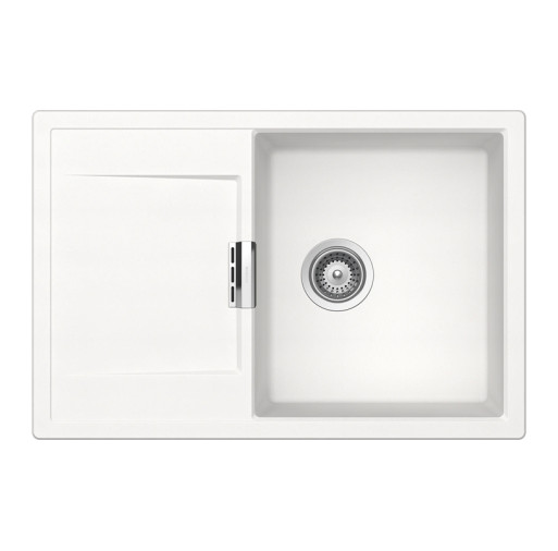 MOND100POLA Chiuveta bucatarie Schock Mono D-100 Cristadur Polaris 765 x 510 mm, compozit granit, reversibila, montare pe blat, alb polar -  SCHOCK MOND100POLA imagine