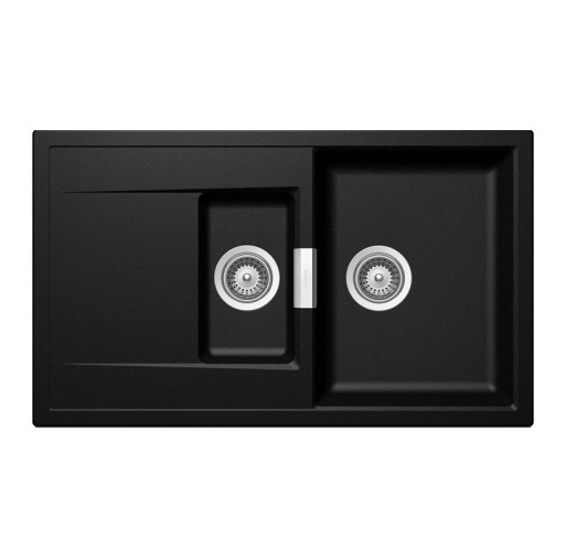 MOND150MAGM Chiuveta bucatarie Schock Mono D-150 Cristadur Magma 860 x 510 mm, compozit granit, reversibila, montare pe blat, negru metalizat -  SCHOCK MOND150MAGM imagine