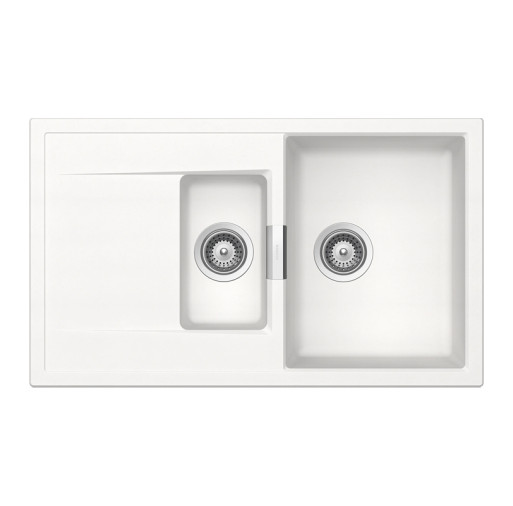 MOND150POLA Chiuveta bucatarie Schock Mono D-150 Cristadur Polaris 860 x 510 mm, compozit granit, reversibila, montare pe blat, alb polar -  SCHOCK MOND150POLA imagine