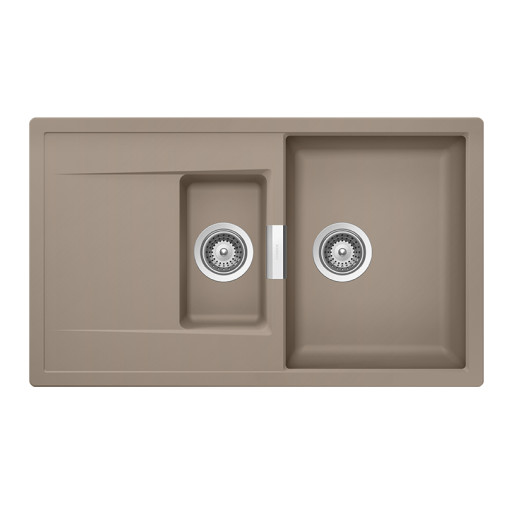 MOND150TWIL Chiuveta bucatarie Schock Mono D-150 Cristadur Green Line Twilight 860 x 510 mm, compozit granit, reversibila, montare pe blat, gri taupe -  SCHOCK MOND150TWIL imagine