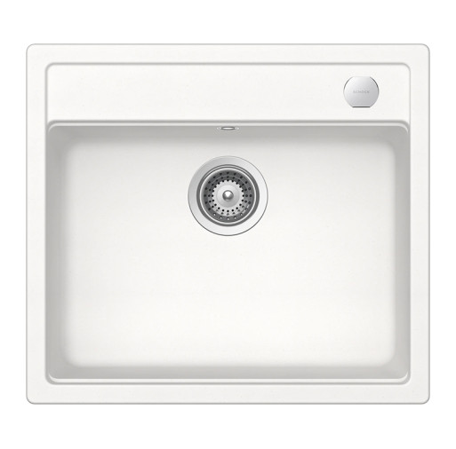 MONN100POLASA Chiuveta bucatarie Schock Mono N-100 Cristadur Polaris 570 x 510 mm cu sifon automat, granit, montare pe blat, alb polar -  SCHOCK MONN100POLASA  imagine