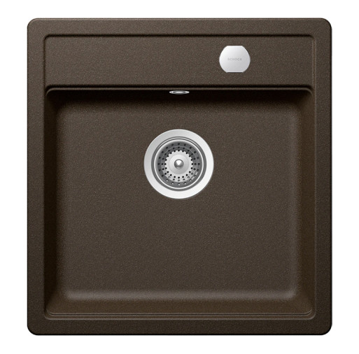 MONN100SBRONSA Chiuveta bucatarie Schock Mono N-100S Cristadur Bronze 490 x 510 mm cu sifon automat, compozit granit, montare pe blat, maro bronz -  SCHOCK MONN100SBRONSA imagine