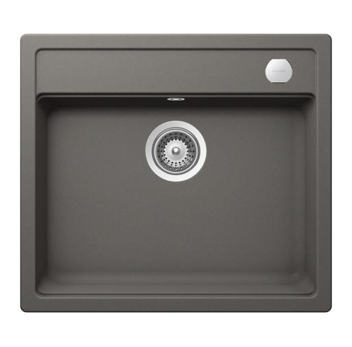 MONN100SILVSA Chiuveta bucatarie Schock Mono N-100 Cristadur Silverstone 570 x 510 mm cu sifon automat, granit, montare pe blat, gri inchis -  SCHOCK MONN100SILVSA imagine