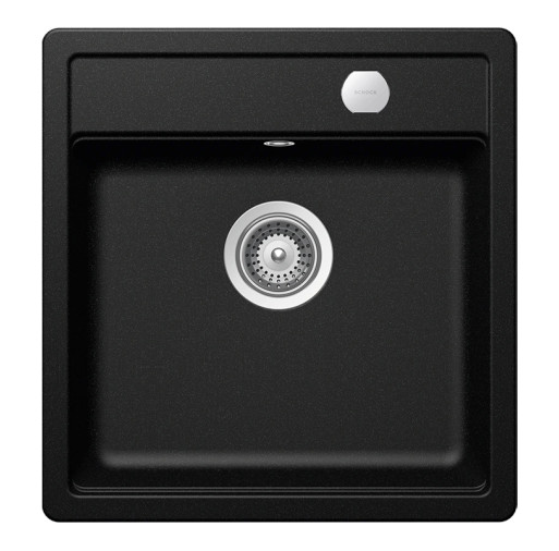 MONN100SMAGMSA Chiuveta bucatarie Schock Mono N-100S Cristadur Magma 490 x 510 mm cu sifon automat, granit, montare pe blat, negru metaliza -  SCHOCK MONN100SMAGMSA imagine