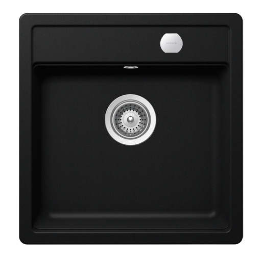 MONN100SPUROSA Chiuveta bucatarie Schock Mono N-100S Cristadur Puro 490 x 510 mm cu sifon automat, granit, montare pe blat, negru intens -  SCHOCK MONN100SPUROSA imagine