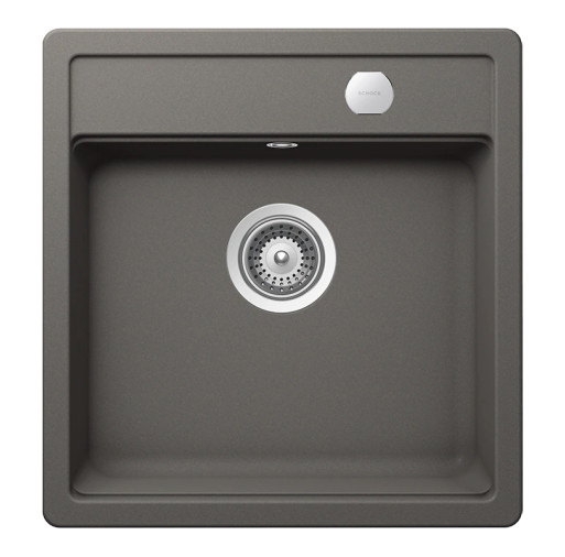 MONN100SSILVSA Chiuveta bucatarie Schock Mono N-100S Cristadur Silverstone 490 x 510 mm cu sifon automat, granit, montare pe blat, gri inchis -  SCHOCK MONN100SSILVSA imagine