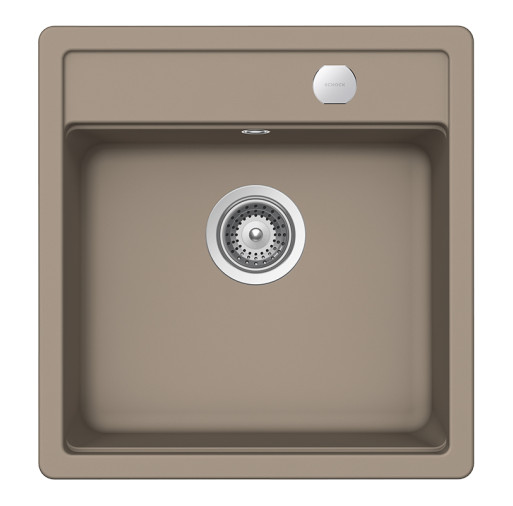 MONN100STWILSA Chiuveta bucatarie Schock Mono N-100S Cristadur Green Line Twilight 490 x 510 mm cu sifon automat, compozit granit, montare pe blat, gri taupe -  SCHOCK MONN100STWILSA imagine