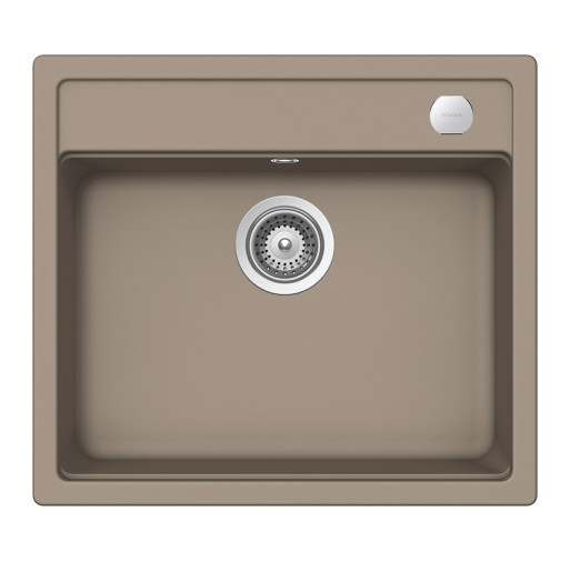 MONN100TWILSA Chiuveta bucatarie Schock Mono N-100 Cristadur Green Line Twilight 570 x 510 mm cu sifon automat, compozit granit, montare pe blat, gri taupe -  SCHOCK MONN100TWILSA imagine