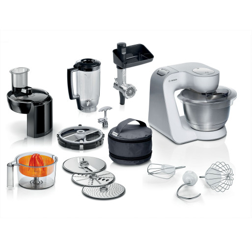 MUM58251 Seria 4, Robot de bucatarie, MUM 5, 1000 W, Alb, Silver (Argintiu) - BOSCH MUM58251  imagine