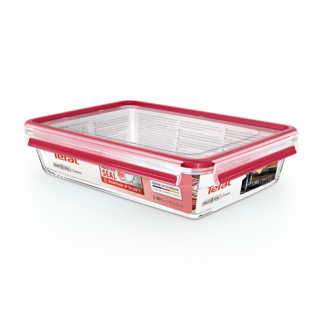 Caserola Tefal MasterSeal Glass N1041210, 3 L, sticla, inchidere 100% etansa, transparent -  Tefal N1041210 imagine 1