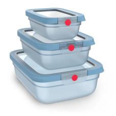 Set de 5 caserole Tefal ONEClick N1230210, 0.5 / 1.2 / 2.3 L, plastic, închidere 100% etanşă, albastru N1230210 imagine 27318