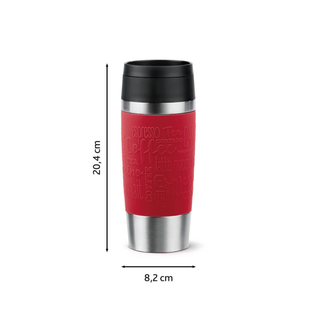 Termos Tefal Travel Mug Classic N2020410, inox, 0.36 L, 100% etanș, functie Quick Press, argintiu & rosu -  Tefal N2020410 imagine 1