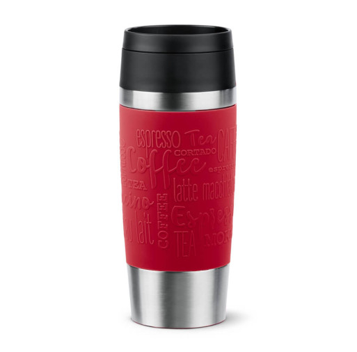 Termos Tefal Travel Mug Classic N2020410, inox, 0.36 L, 100% etanș, functie Quick Press, argintiu & rosu -  Tefal N2020410 imagine